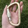 High strength D shape Steel carabiner 40KN Golden rock climbing lock square carabiner hook wholesale factory
