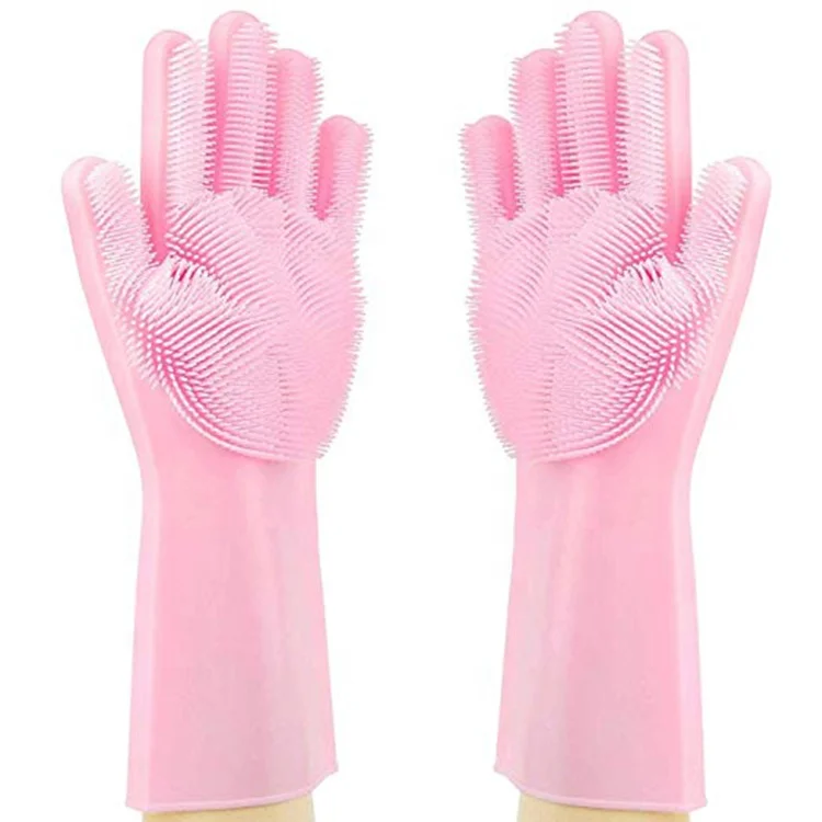 

Dog and Cat Brush Bath-Scrubber Glove Pets Silicone Scrubbing Gloves for Shedding Silicone Gloves for Dish Washing, Pink ,green,purple and custom color