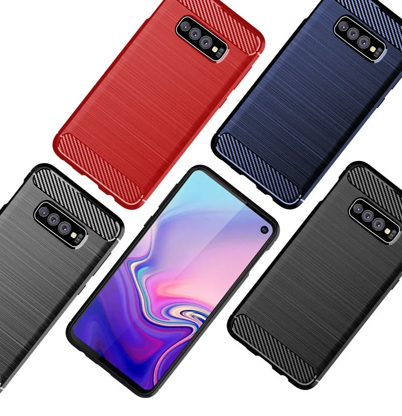 

Drawing shape carbon fiber Back shell curved TPU Protection for Samsung Galaxy S10 Plus 2019, As the following photos