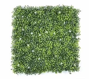 Image of 50*50cm ultraviolet-proof artificial milan leaf with flower fence covering, artificial boxwood hedge artificial grass fence