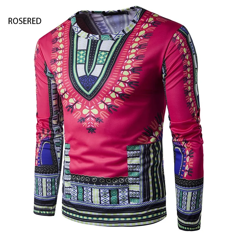 

All Over 3D Print Pattern African Style Long Sleeve Male T Shirt