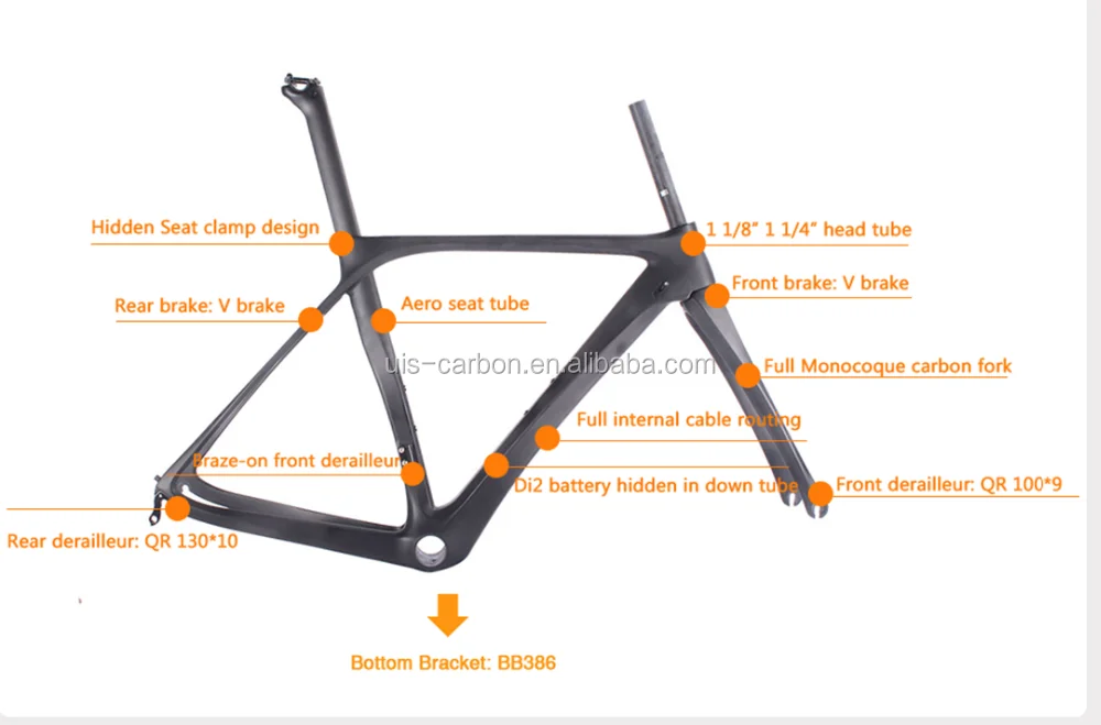 Di2 Compatible Carbon Road Bike Frame China Oem Carbon Fiber Bike Frame