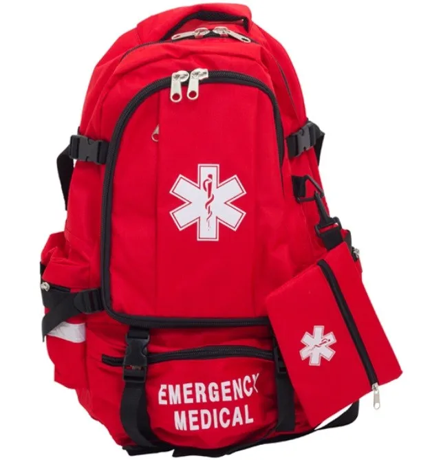 Red Backpack For First Aid Kits Pack Emergency Treatment Or Hiking