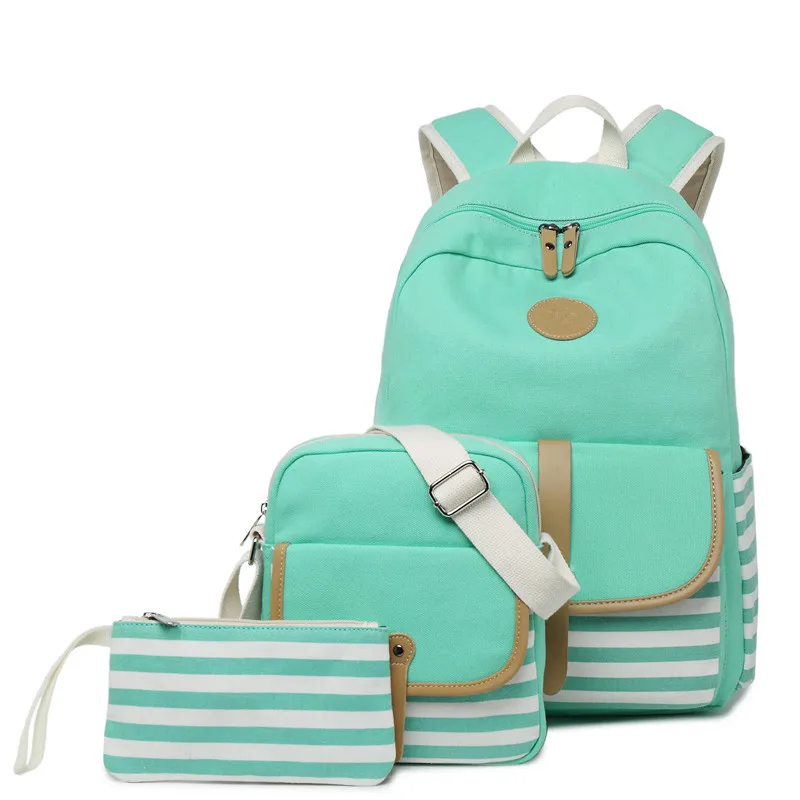 

back to school bag set strip canvas backpacks for teenage girls