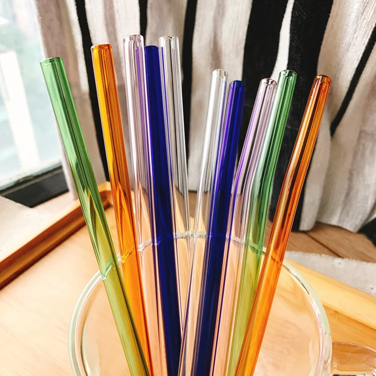 

Wholesale party antique reusable borosilicate smoothie straight color glass straws, Transparent