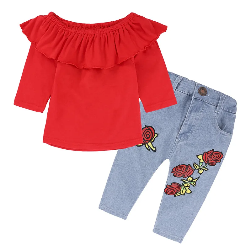 Long Sleeve Tops And Rose Jeans Teen Girl Outfits For Kids Girl - Buy Teen  Girl Outfits,Summer Outfits For Little Girls,Summer Outfit Kids Product on  
