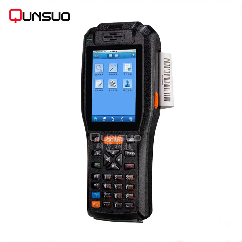 

Android 6.0 OS portable industrial rugged pda wireless terminal smart phone barcode scanner built in printer