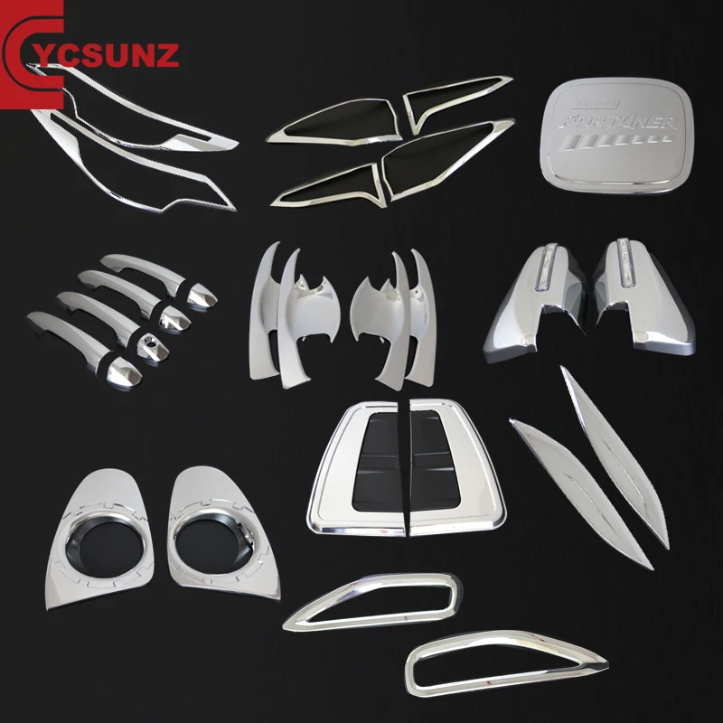 

YCSUNZ SUV4 Fortuner 2015 2016 ABS Chrome Kits Full Set Including Door Mirror Head Tail Light Cover Auto Parts