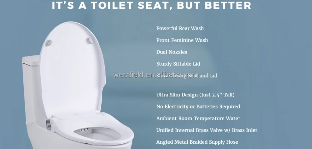 TOP Bathroom sanitary soft-close non-electric bide toilet seat with Dual Nozzles Sprayer