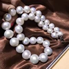 8-9mm 925 sterling silver round white freshwater necklace pearl chain