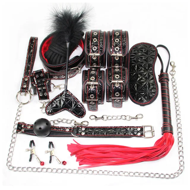 10PCS BDSM Bondage Set Handcuff Ankle Cuffs Kit Slave Restraints Games Flirting Sex Toys For Adults Couples Erotic Accessories