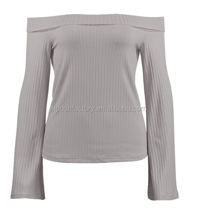 black long sleeve shoulderless top