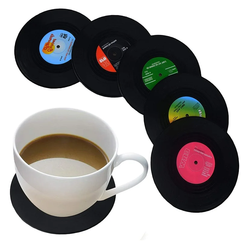 

Custom record portable PVC tableware set rubber drink cup coaster mold silicone coaster
