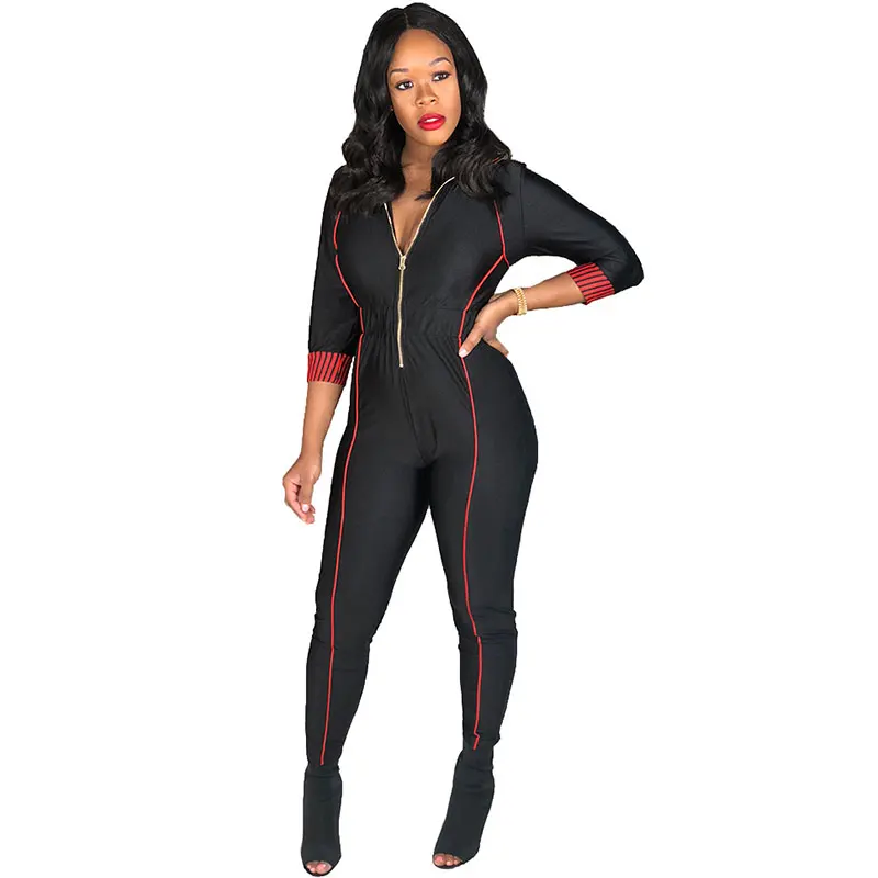 

Zip Up Long Sleeve Cinched-Waist Sexy Jumpsuit