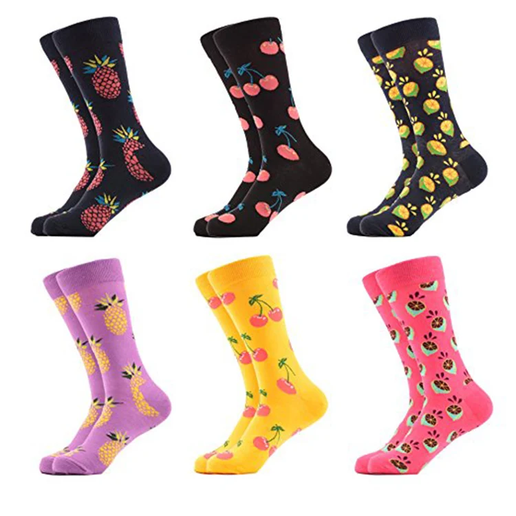 

Unisex Couple Colorful Fruit Cherry Patterned Cotton Crew Socks, 6 colors