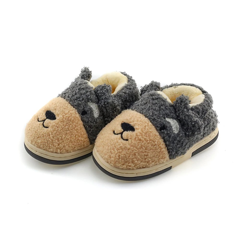 
Infant Boys Super Soft Plush Shoes Plush Brown Comfort Indoor Slippers Soft Baby Slippers Animals 