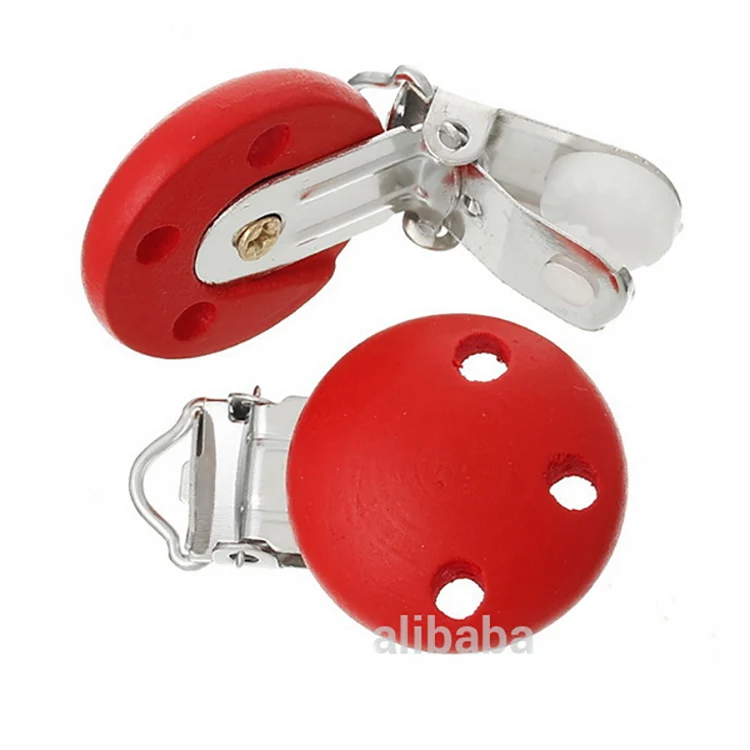 

Wholesale Wooden Baby Pacifier Clip Round natural wood Pacifier Clips