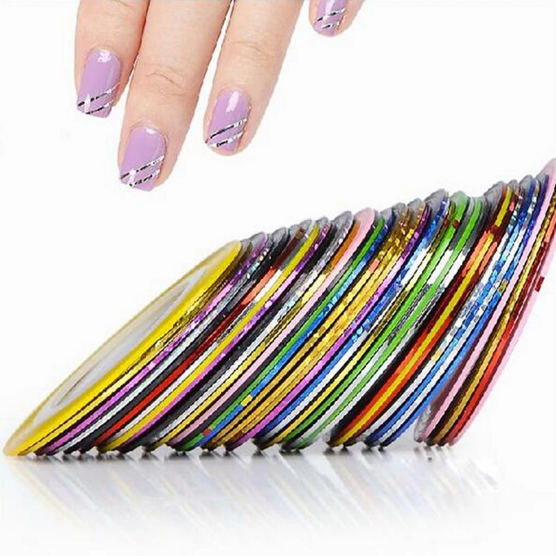 2014 New 10Pcs Mixed Colors Nail Rolls Striping Tape Line DIY Nail Art Tips Decoration Sticker