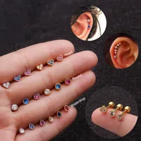 

White Blue Pink Cz Small Round Teardrop Heart Tiny Tragus Cartilage Earring Helix Piercing Jewelry Conch Rook Ear Lobe Stud