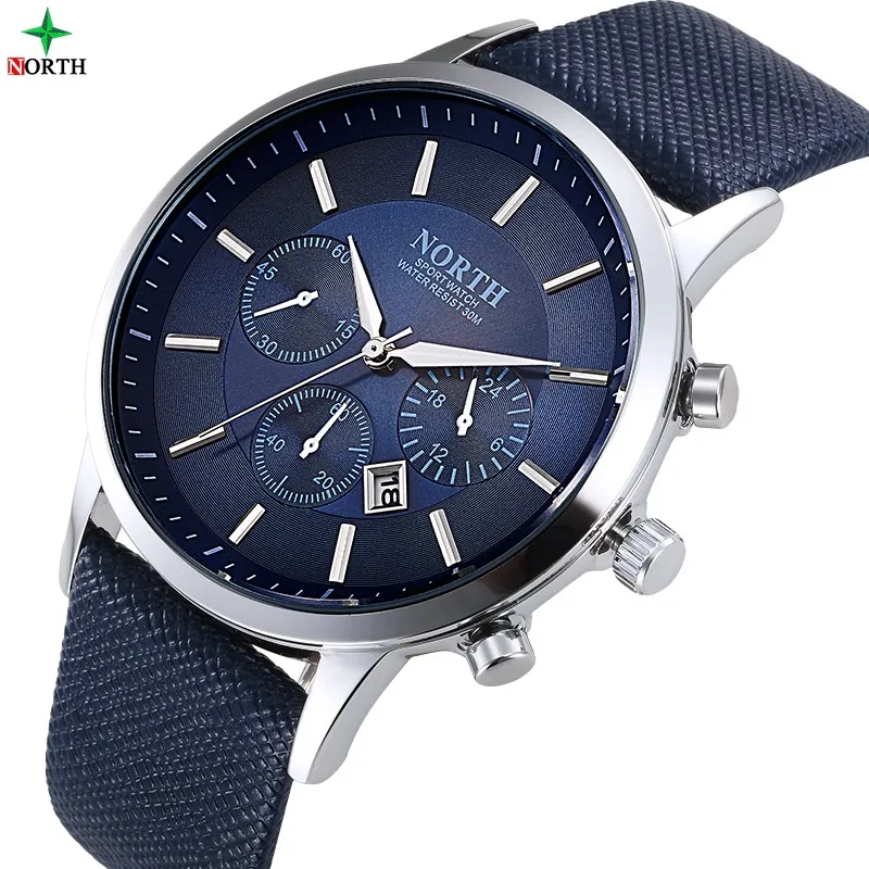 

North N-6009 men Quartz Hot Sale Leather Watch Luxury Male watch