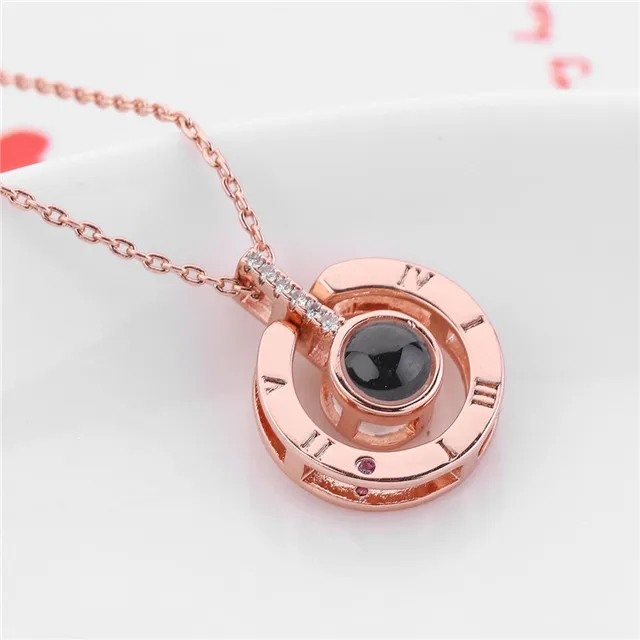 2019 hot Custom gems rose gold I love you necklace