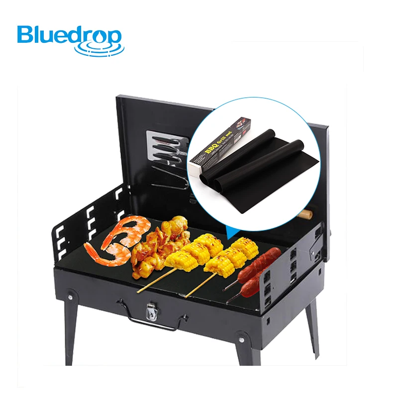 

Bluedrop oven mat bbq grill mats safe cooking sheet outdoor BBQ sheets large size 42x63cm, Black