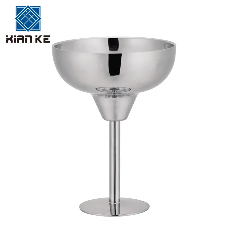 

stainless steel goblet wide mouth color stem long stem martini glass vase, Silver