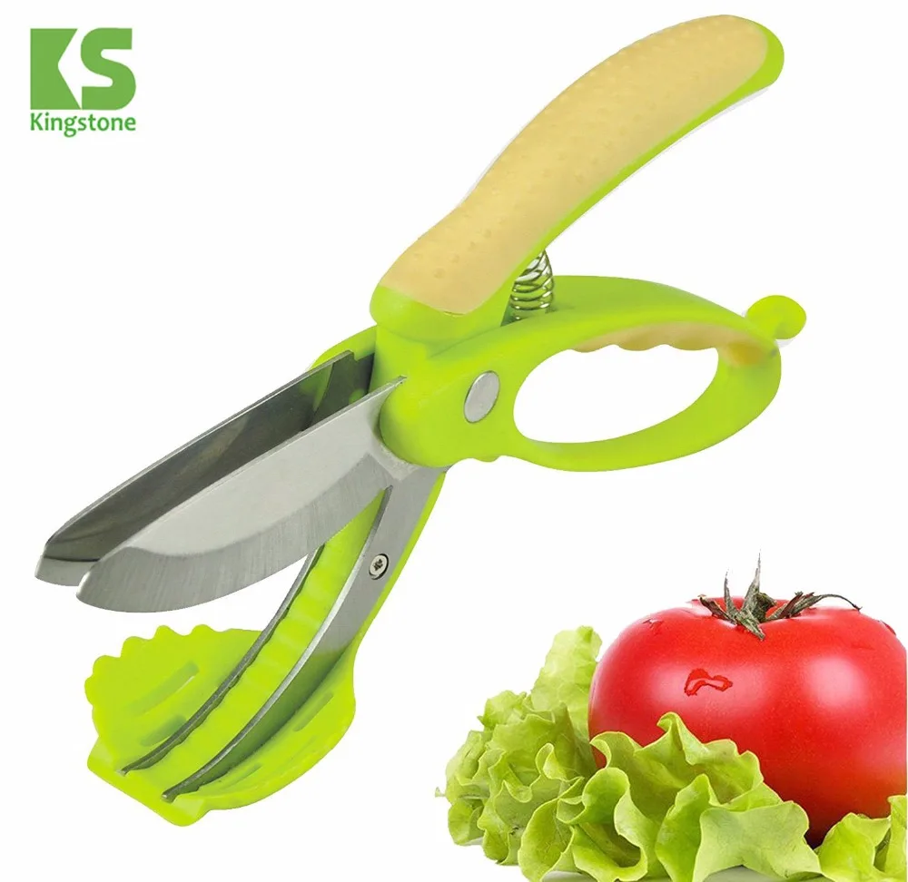 

Amazon New gadgets multi-function non slip grip fruit vegetable salad cutter bottle opener food chopper salad kitchen scissor, Any panton color for handle