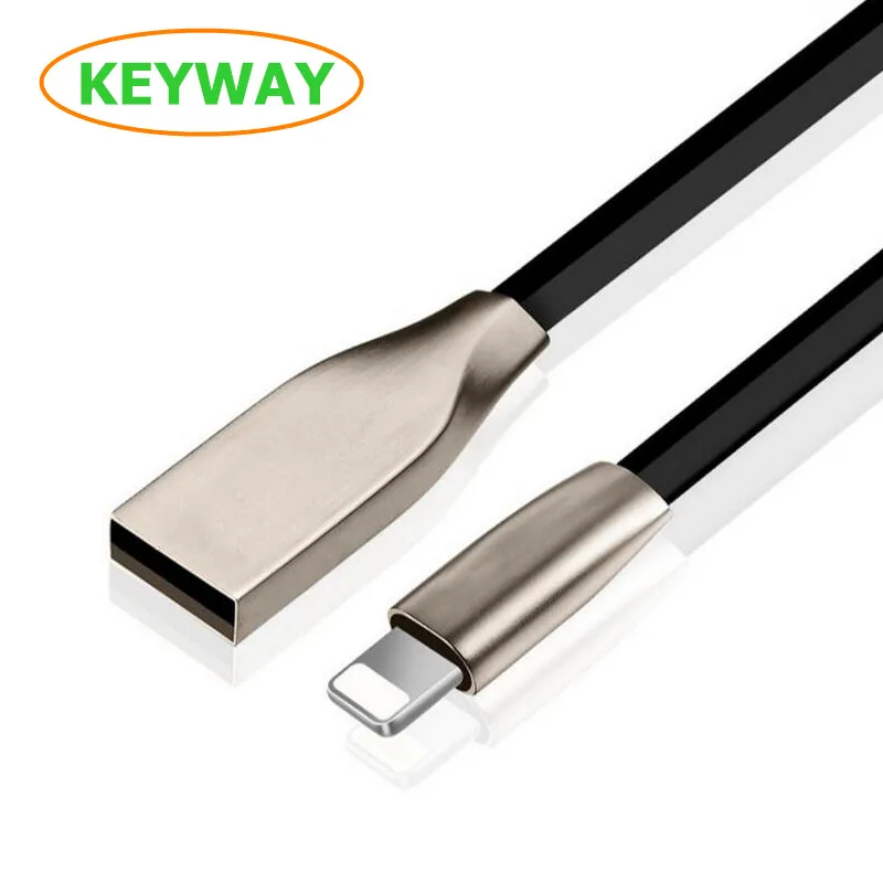 

China Factory Selling 2.4A Flat Zinc Alloy 8 Pin To USB Data Charger Cable For iPhone 7 6S / 6 Plus 5SE 5S 5C 5 iPod ipadAir, Black;white;red;yellow;blue;pink