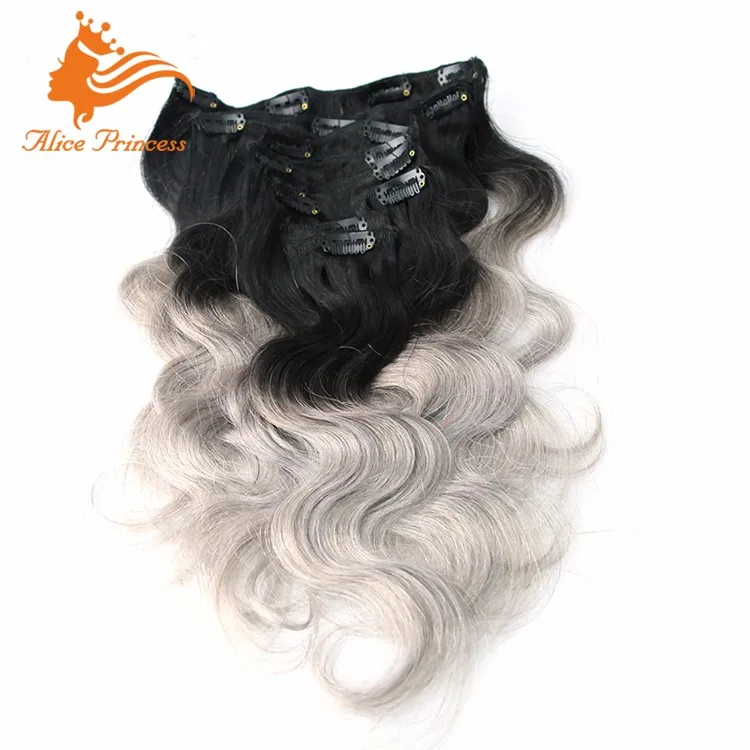 Ombre Clip In Hair Extension Virgin Indian Human Hair Body Wave
