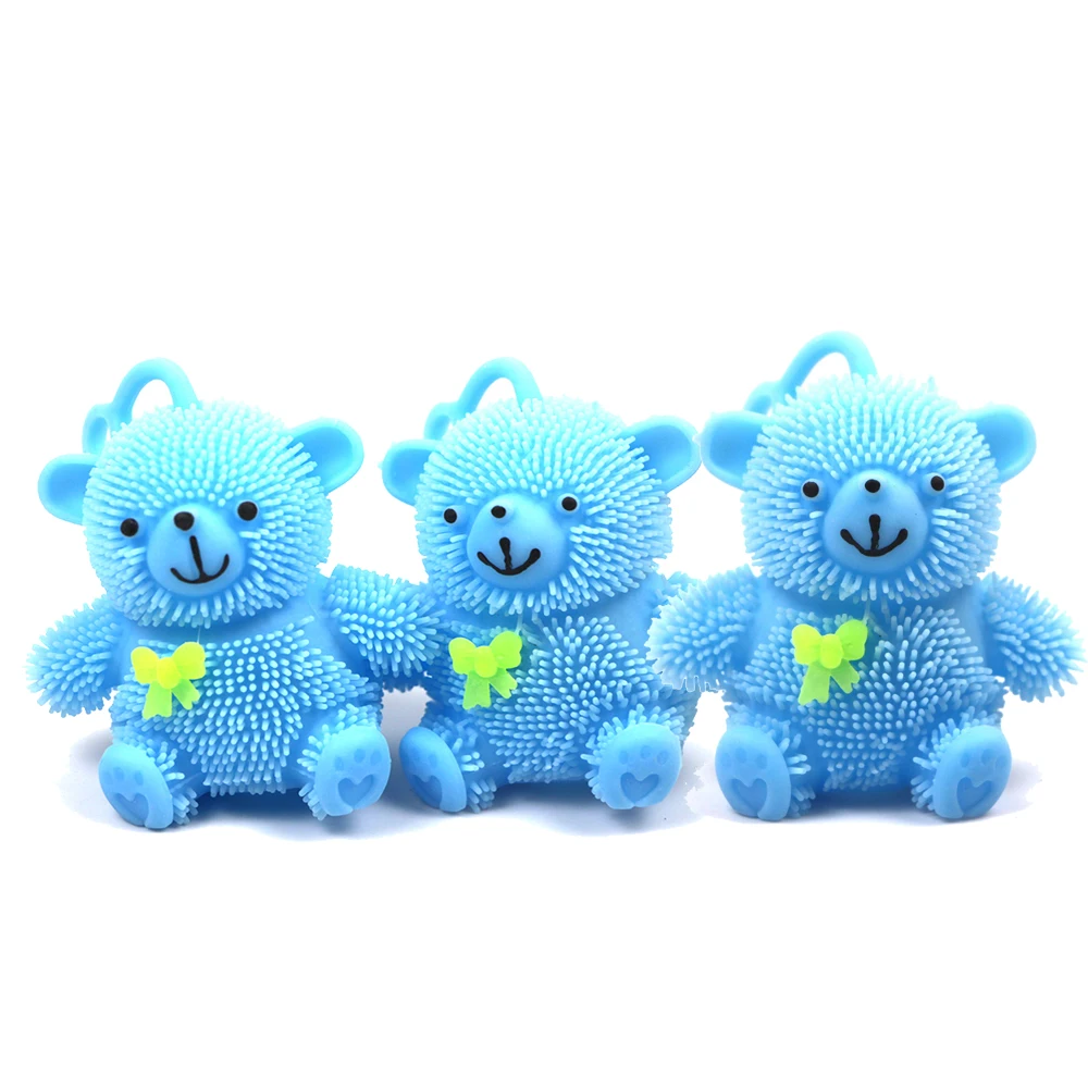 Healthy puffer ball stress relief blue tpr soft teddy bear toy