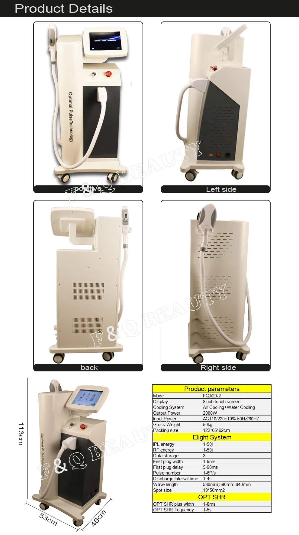 FQA20-2 OPT SHR hair removal machine