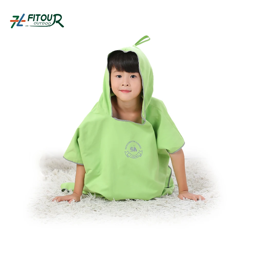 
100% Microfiber Quick-dry Soft Surf Changing Robes Surf Beach Poncho Hooded Towel For Kids 
