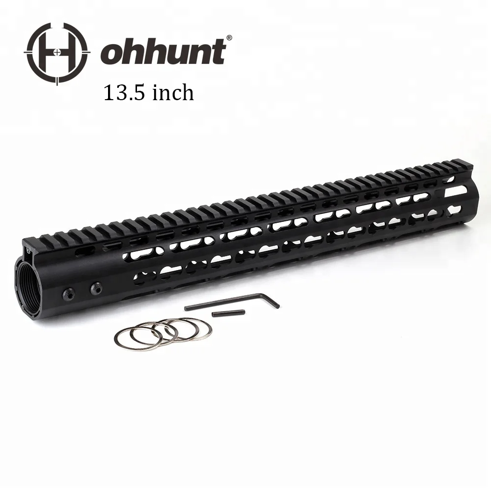 

Ohhunt Aluminum 13.5 inch AR 15 Keymod Handguard with Steel Barrel Net, Black