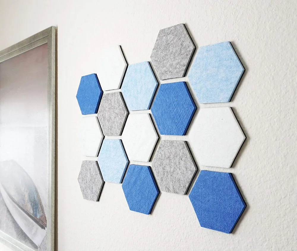 Colorful Felt Wall Tiles Hexagon Type Memo Board For Wall Decoration