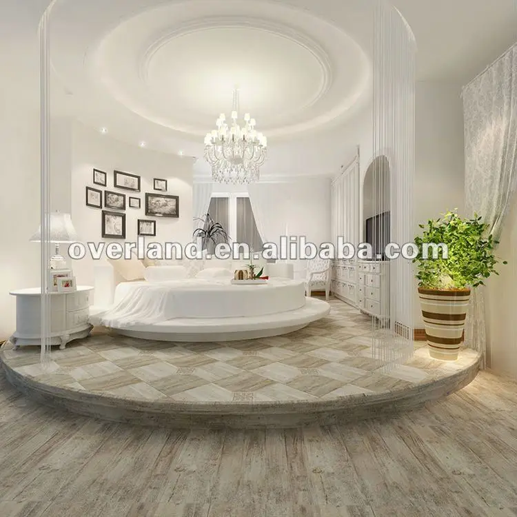 Floor porcelain tile wood medallions