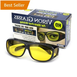 HD night vision goggles driving UV400 non-poloarized wrap around sunglasses