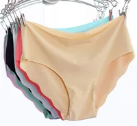 

1857 Wholesale One Piece Traceless Ice Silk Briefs Women Seamless Panties Underwear