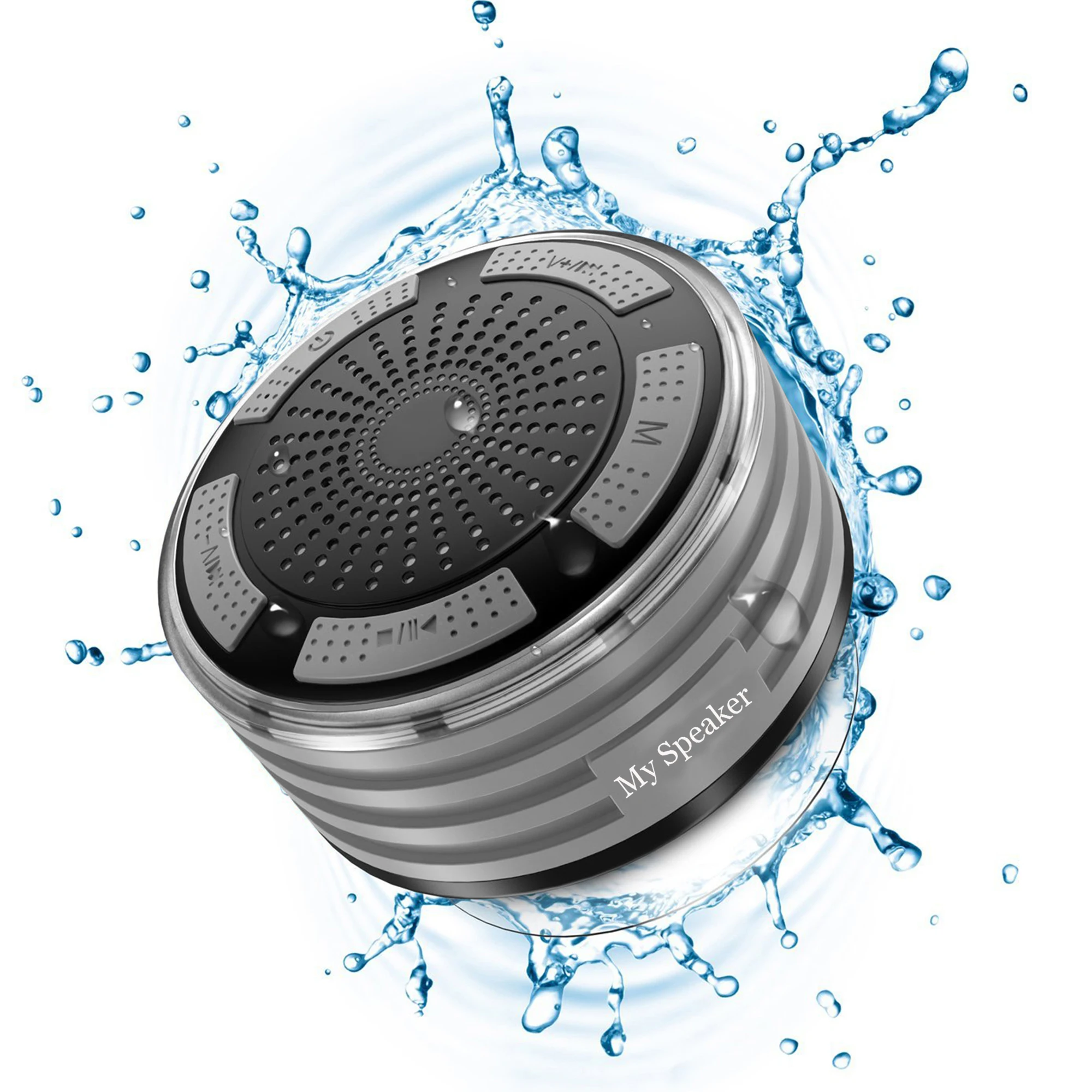 

Hottest products on the market waterproof shower bluetooth speaker with led light,fm radio for wholesale, Black/white with dark blue;light blue;orange;grey