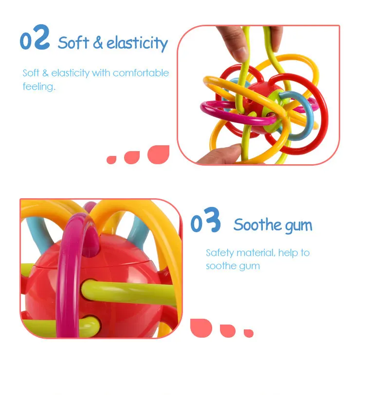 Non-toxic silicone rattle and Sensory teether Ball baby activity teething toy