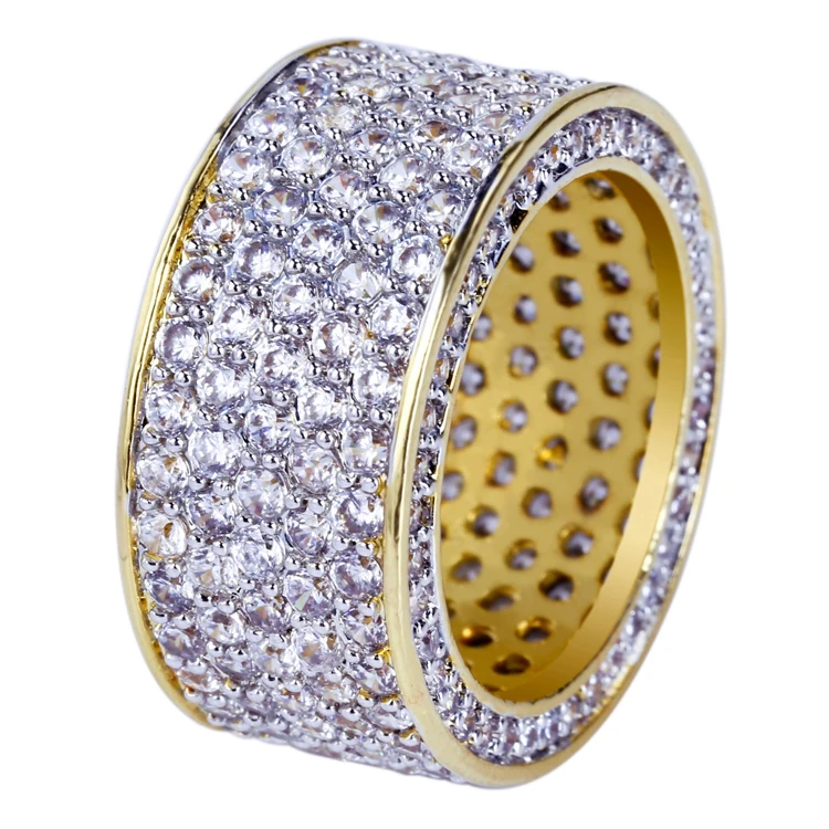 

iced out micro pave cz 18k gold custom diamond ring for men
