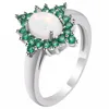 Wedding ring opal main stone green zircon around women jewelry gift ring
