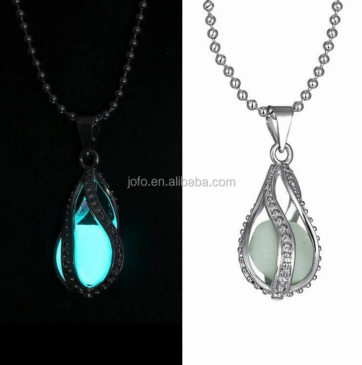 

HOT Fashion Women Men Couple The Little Mermaid's Teardrop Glow in Dark Pendant Necklace Gift Glowing Jewelry Lovers'