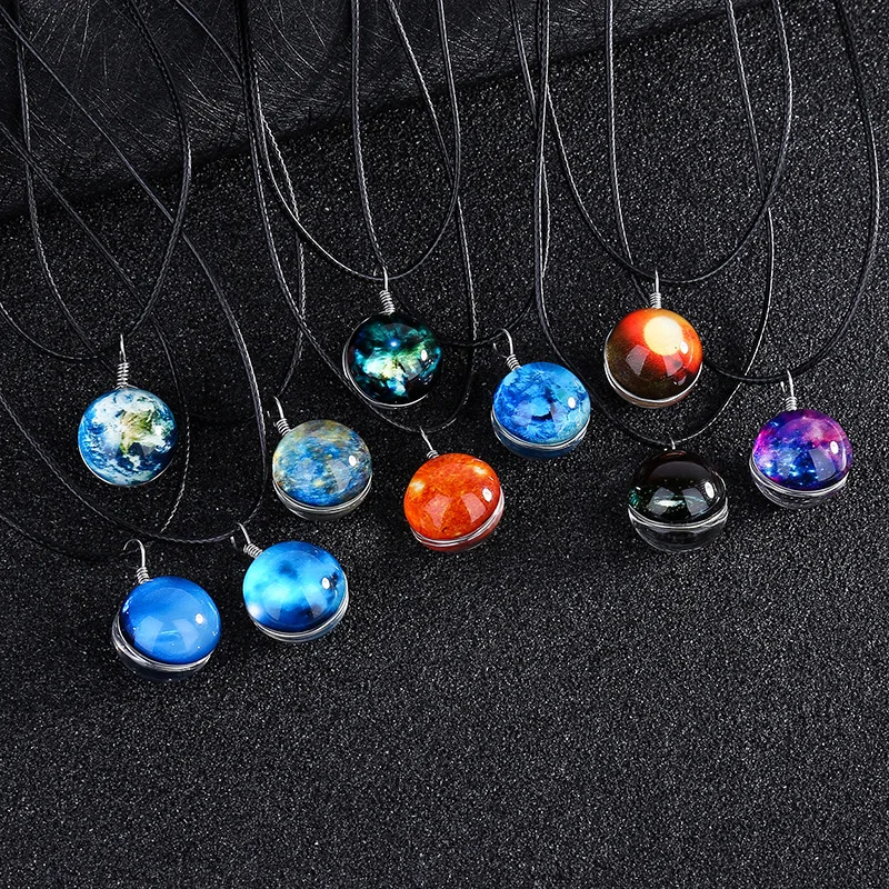 

Luxury High Quality Fashion Jewelry Planets Nebula Mercury Venus Earth Mars Jupiter Saturn Uranus Neptune Pluto Pendant Necklace, Multi-colors/accept custom colors