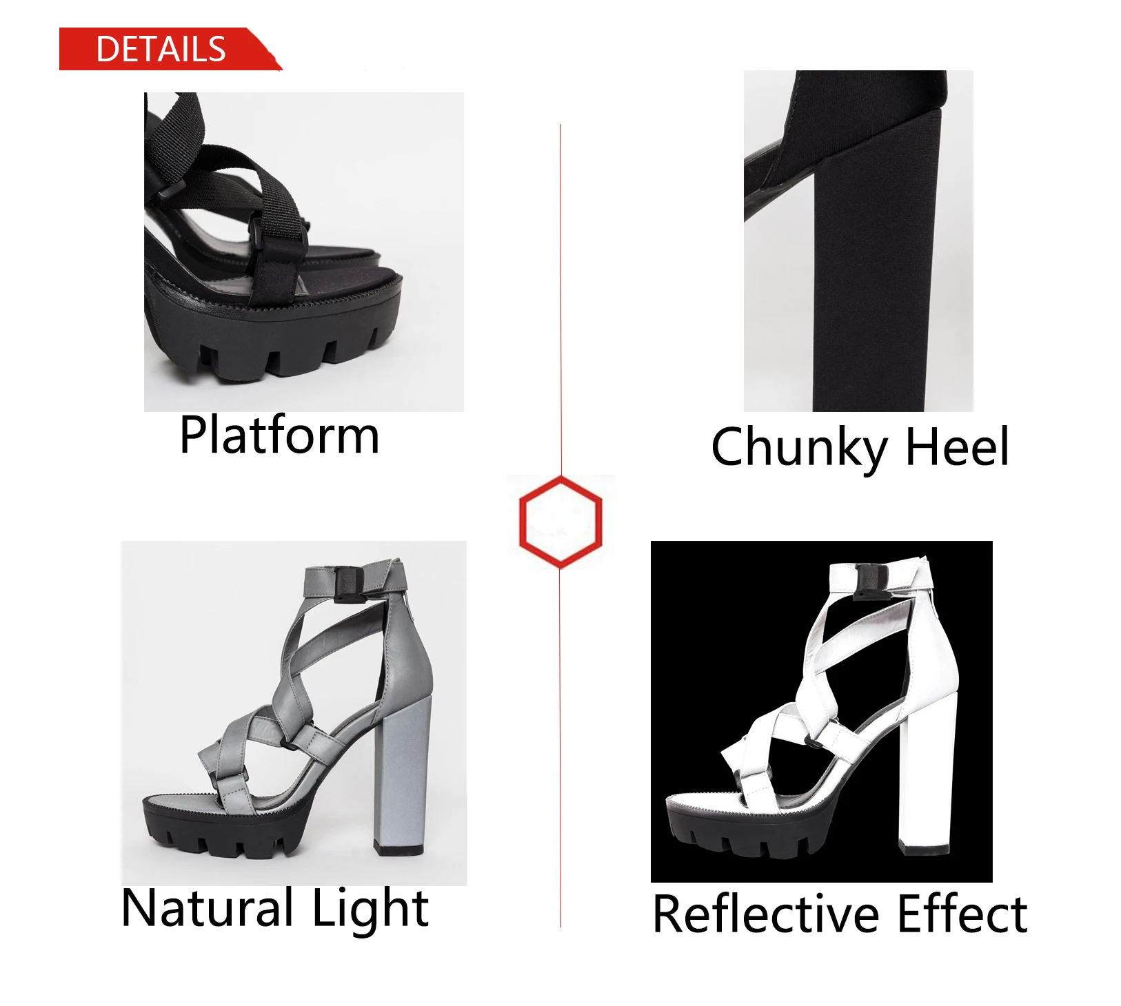 reflective high heels