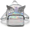 2018 popular double shoulder glitter backpack bag laser shiny pu bag lady's holographic pu sequin wing backpack