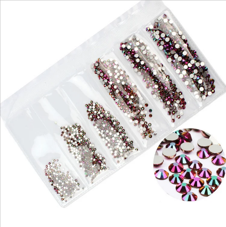 

High quality nail rhinestones diy mix sizes Crystal 3d glass nail rhinestones