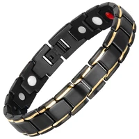 

Hottime Luxury Black & Gold Plated Fashion Health Energy 316L Couple Bracelets