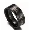 8mm Men's Black Camouflage Hunting Titanium Wedding Band Ring With Hammered Finish