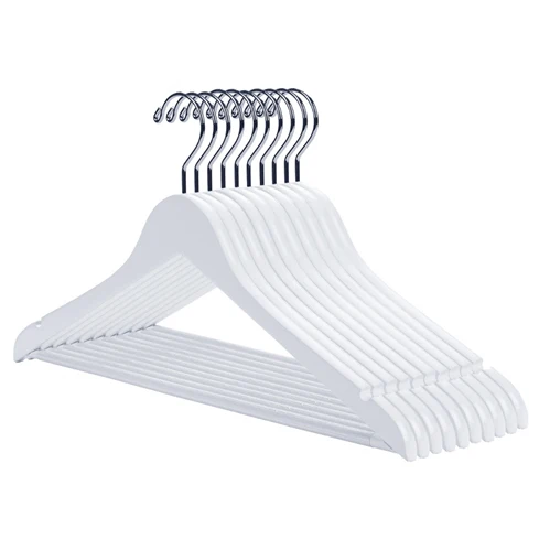 Promotional high quality wholesale white wood shirt dress suit pants clothes hanger